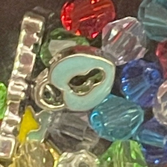 19” necklace w/round silver tone floating 17 birthstone opens locket w/charms - Picture 4 of 9